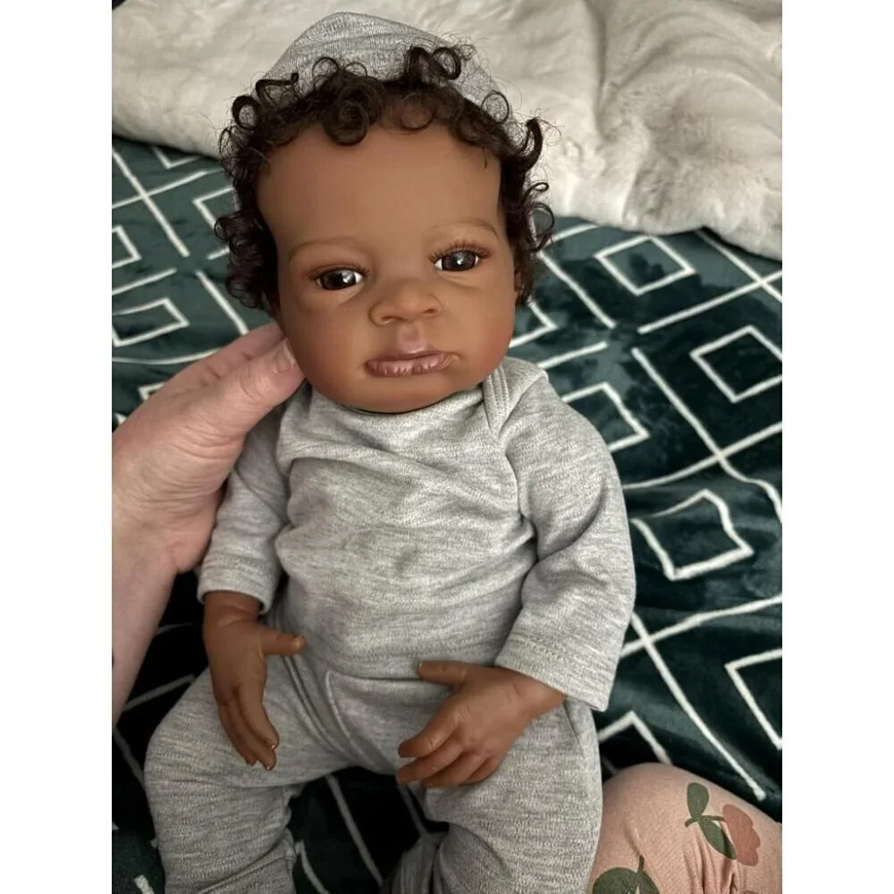 🆕20Inch African American Newborn Boy Doll Weighted Soft Cloth Body Black Boy